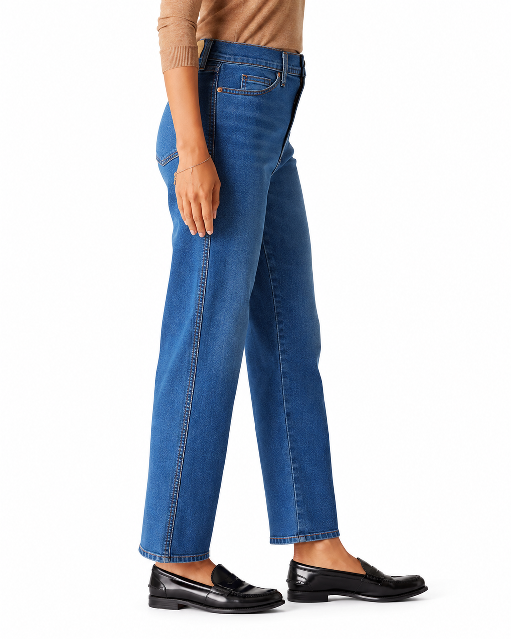 Women's High Rise Straight Leg Jeans, Stretch Denim, 5-Pocket, Sizes 2-28