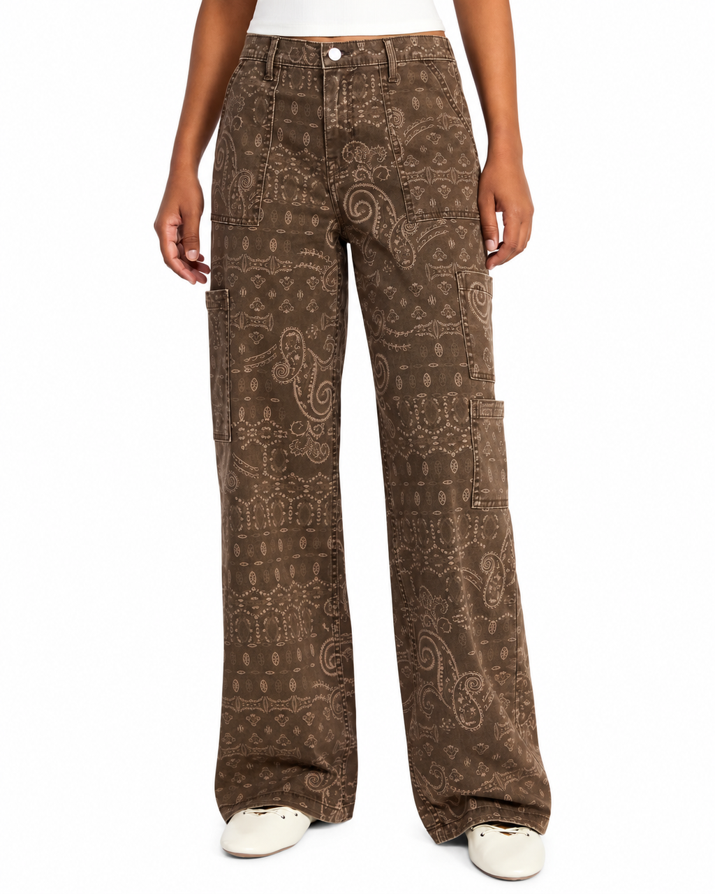 Women's Wide Leg Cargo Pants, Mid Rise, Relaxed Fit, Sizes XXS-4X