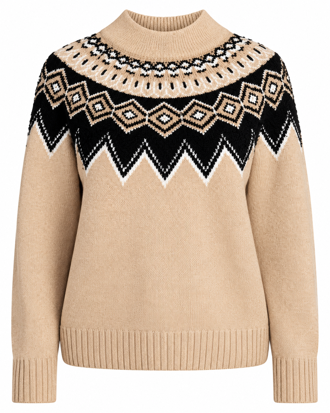 Women's Fair Isle Crewneck Sweater with Long Sleeves, Midweight Knit, Sizes XS-4X