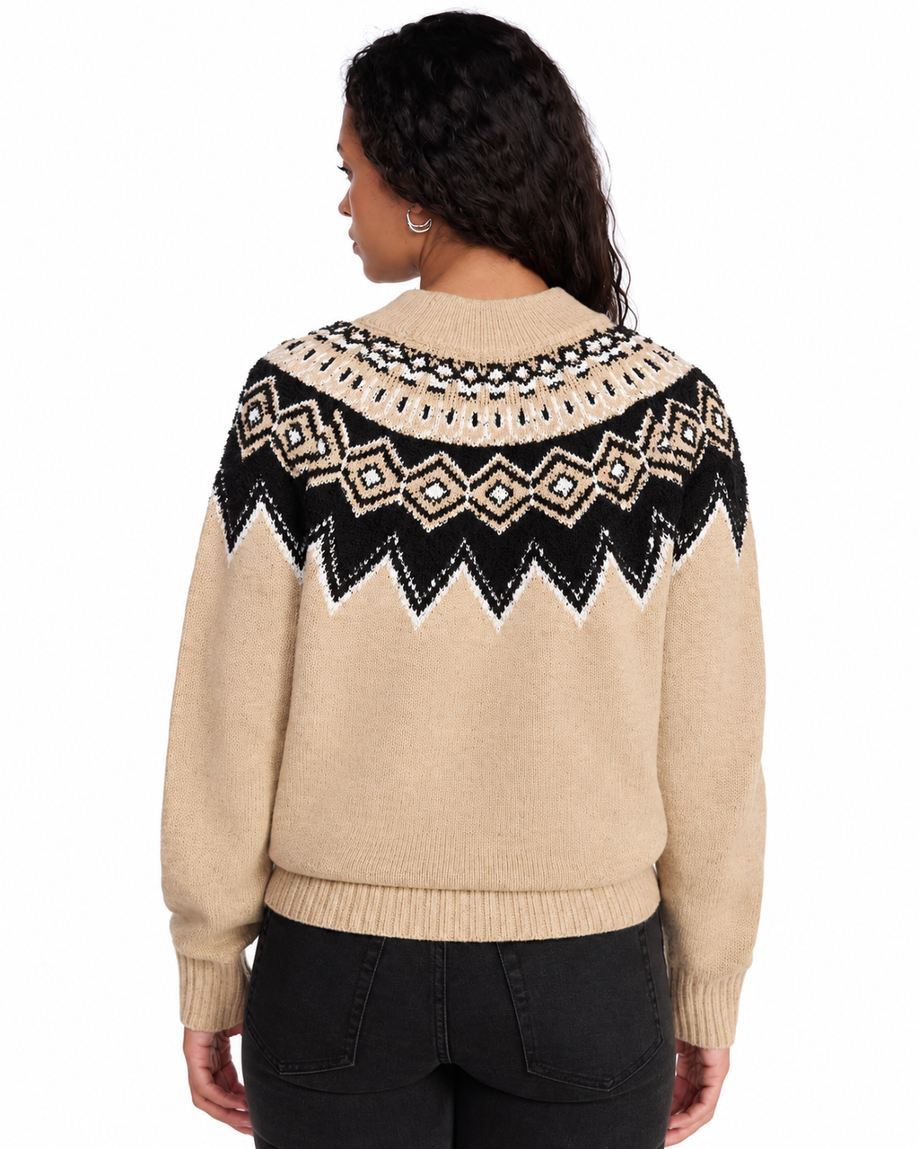 Women's Fair Isle Crewneck Sweater with Long Sleeves, Midweight Knit, Sizes XS-4X