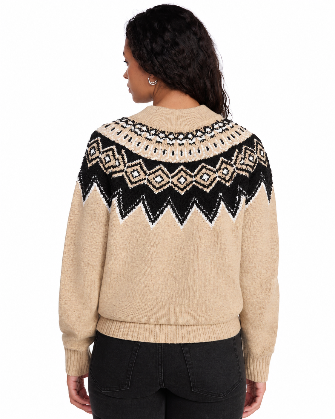 Women's Fair Isle Crewneck Sweater with Long Sleeves, Midweight Knit, Sizes XS-4X