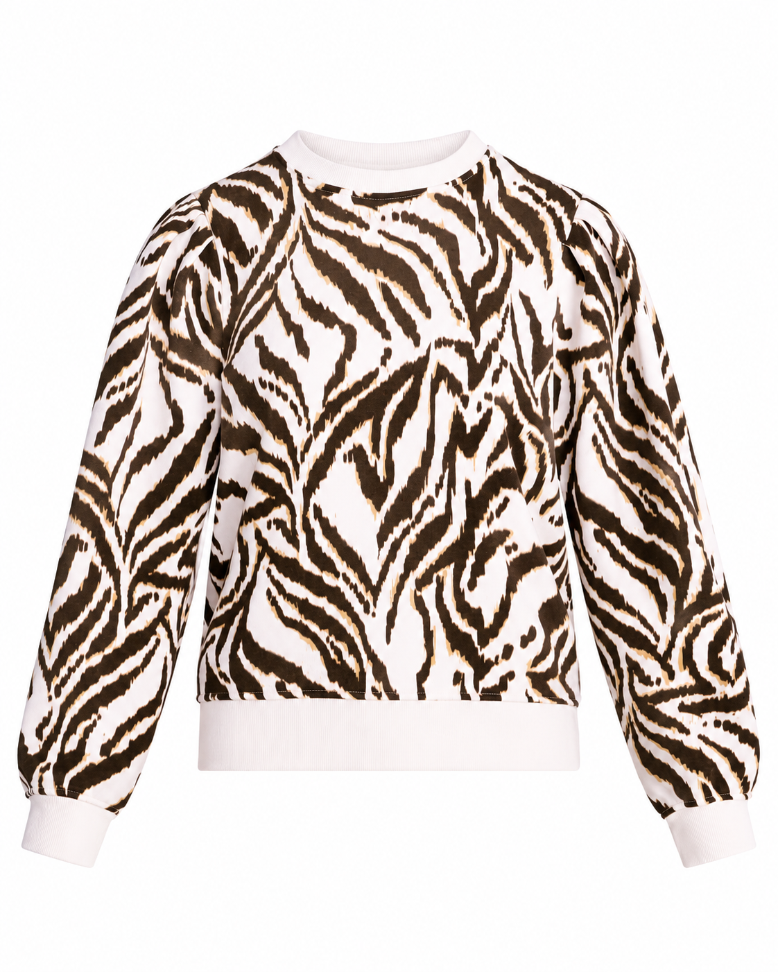 Women's Pleated Shoulder Crewneck Sweatshirt, Long Sleeve Relaxed Fit