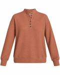 Women's Waffle Knit Mock Neck Button Top, Long Sleeve, XS-4X