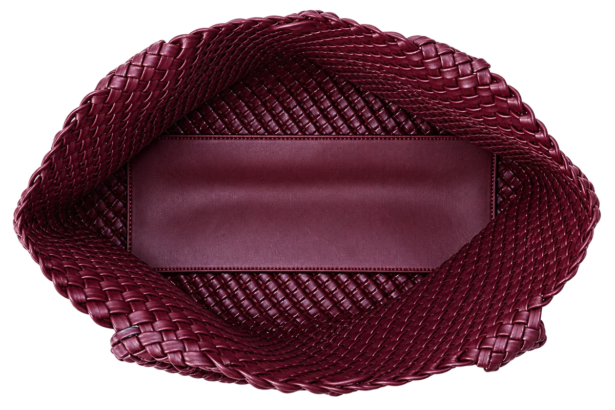 Large Woven Tote Bag for Women, Vegan Leather Shoulder Handbag, Handwoven Work & Travel Tote