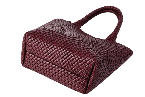 Large Woven Tote Bag for Women, Vegan Leather Shoulder Handbag, Handwoven Work & Travel Tote