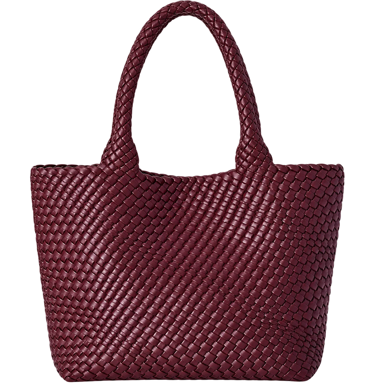 Large Woven Tote Bag for Women, Vegan Leather Shoulder Handbag, Handwoven Work & Travel Tote