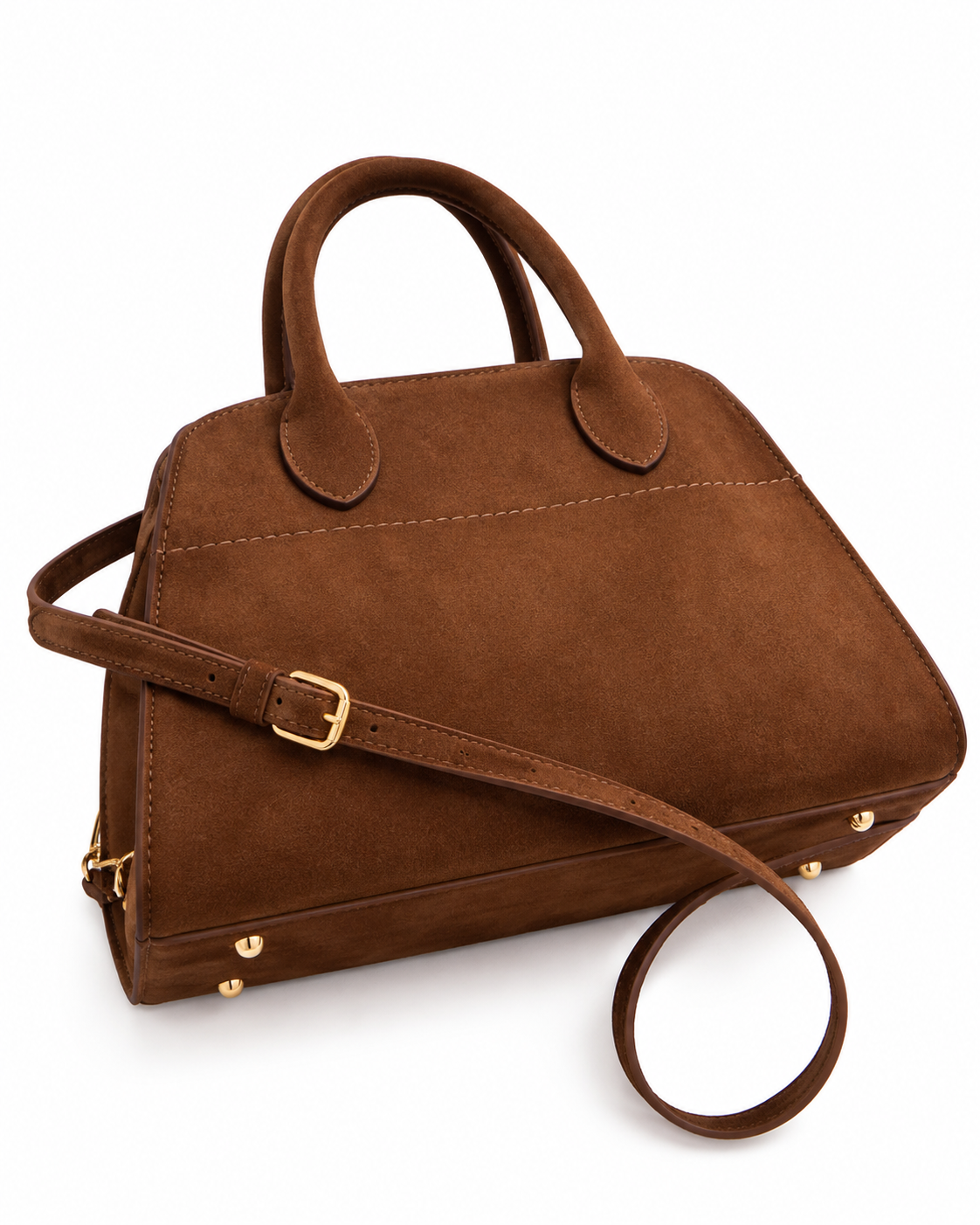 Women's Vintage Suede-Style Tote Shoulder Bag, Brown, Detachable Strap
