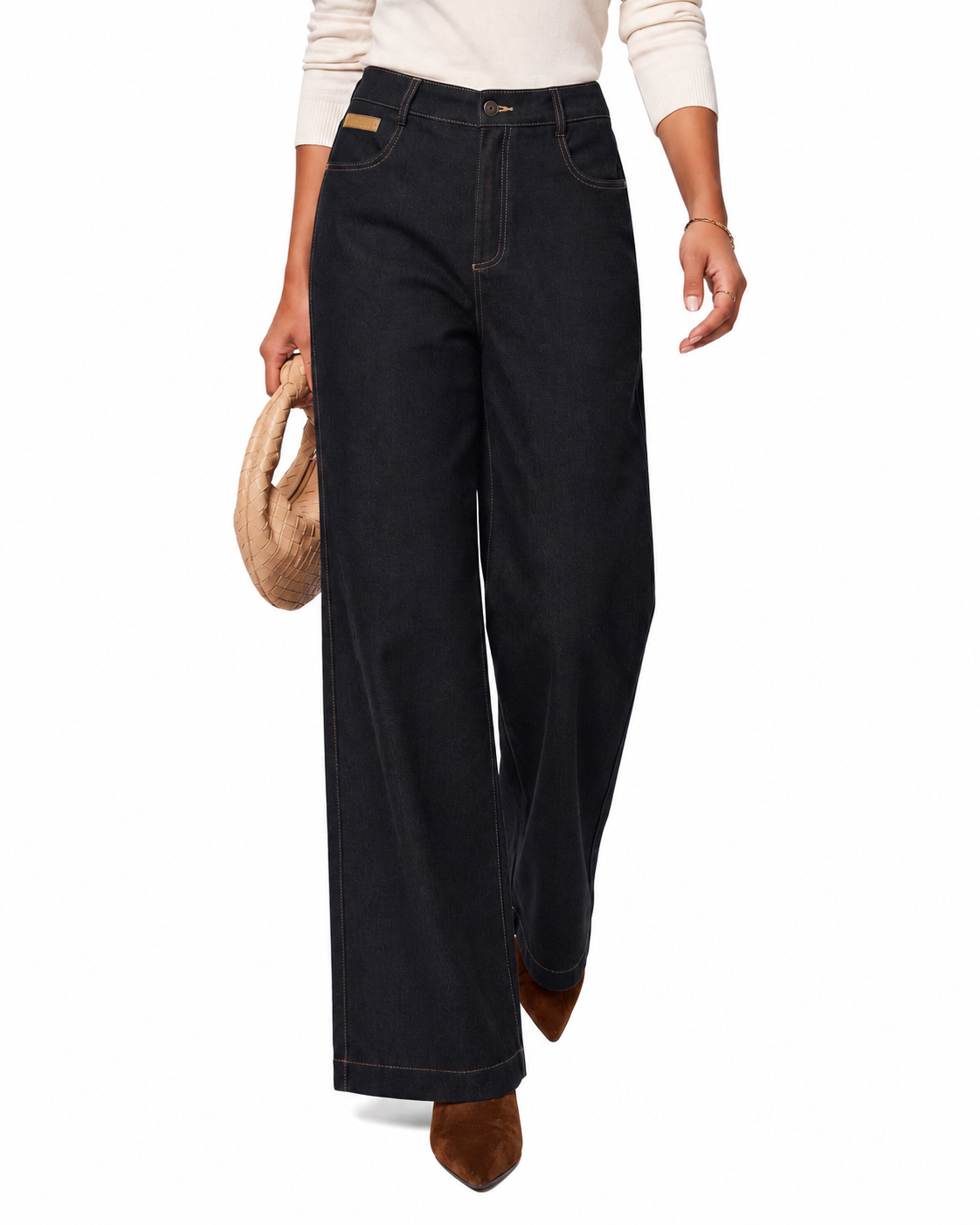 Women's High-Waisted Wide-Leg Fleece-Lined Stretch Jean