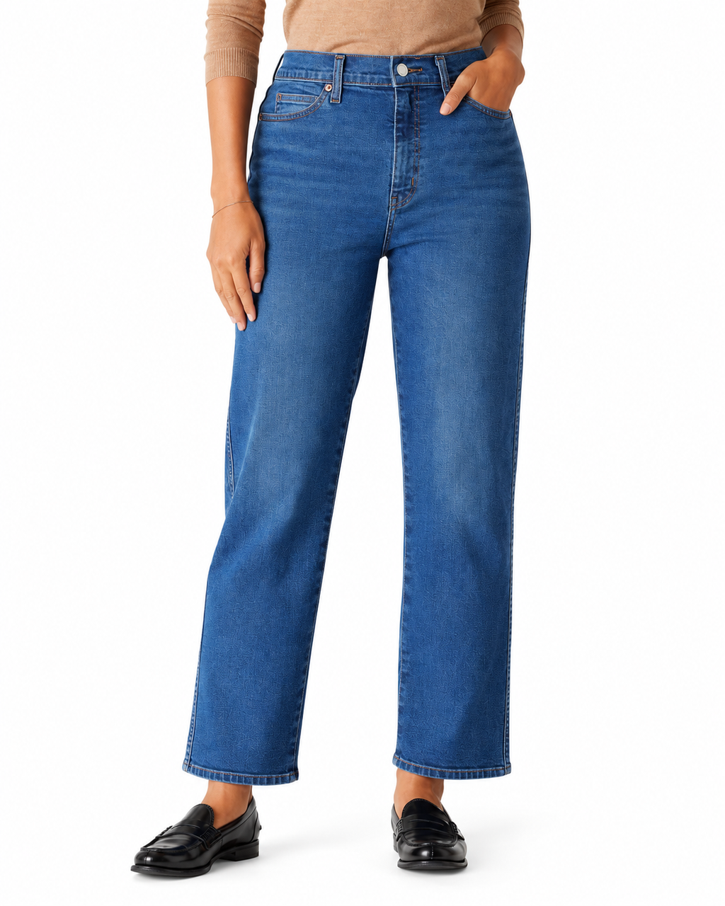 Women's High Rise Straight Leg Jeans, Stretch Denim, 5-Pocket, Sizes 2-28